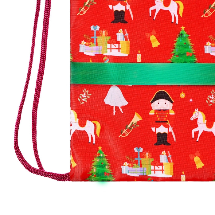 Новый год. Сумка под сладости 290 x 340 мм Новый год. Сумка под сладости 290 x 340 мм "Подарок с бантом" (мягкий полиэстер плотностью 210D)