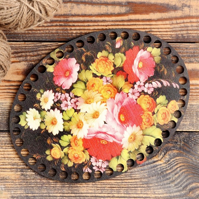 Заготовка для вязания Заготовка для вязания "Овал параллельный Жостовская роспись №1" размер 20×15 см