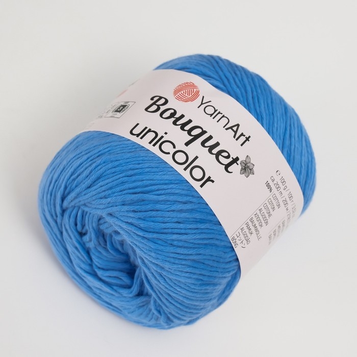 Пряжа Пряжа "Bouquet Unicolor" 100% хлопок 200м/100г (3223 голубой)