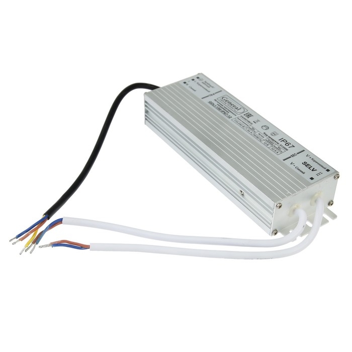 Блок питания General для светодиодной ленты 12 В, 150 Вт, IP67 Блок питания General для светодиодной ленты 12 В, 150 Вт, IP67
