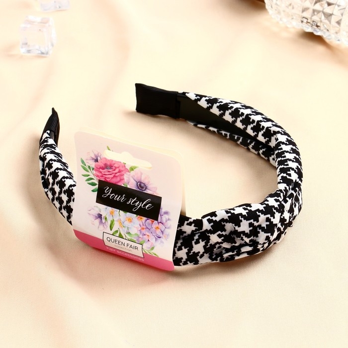 Ободок для волос Ободок для волос "Амата" гусиная лапка, 2,5 см, чёрно-белый