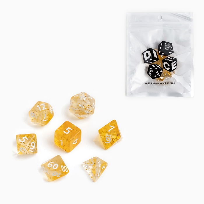 Набор кубиков для D&D (Dungeons and Dragons, ДнД) Набор кубиков для D&D (Dungeons and Dragons, ДнД) "Время игры", серия: D&D, 7 шт, желтые