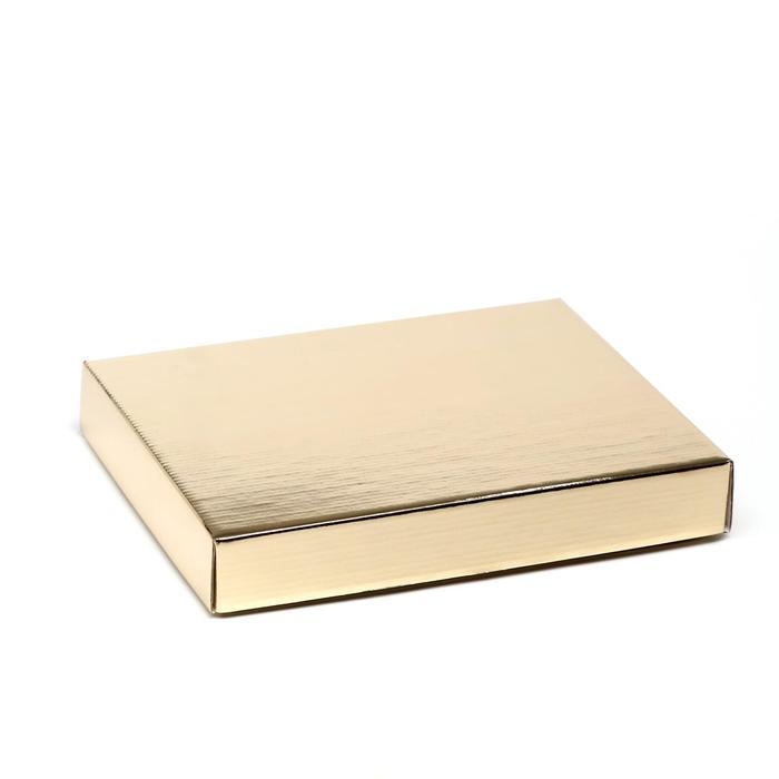 Коробка сборная без печати крышка-дно, золотая, без окна, 26 х 21,5 х 4 см Коробка сборная без печати крышка-дно, золотая, без окна, 26 х 21,5 х 4 см