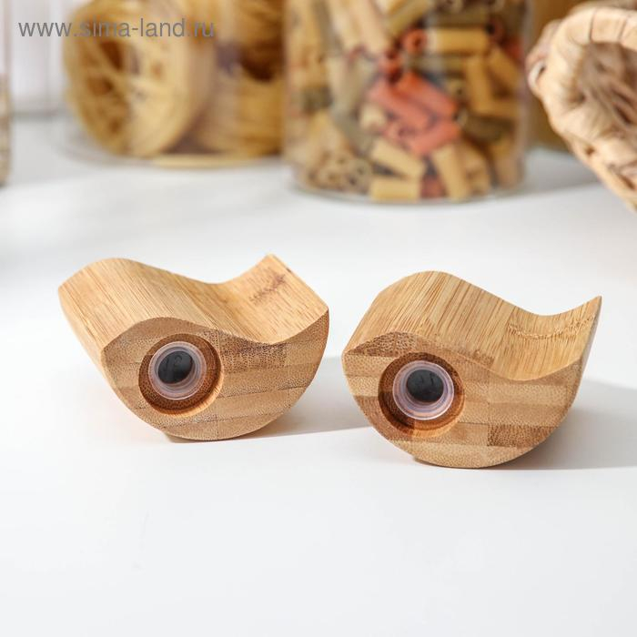 Набор для специй, 7×7см, 2 шт, солонка и перечница, бамбук Набор для специй, 7×7см, 2 шт, солонка и перечница, бамбук