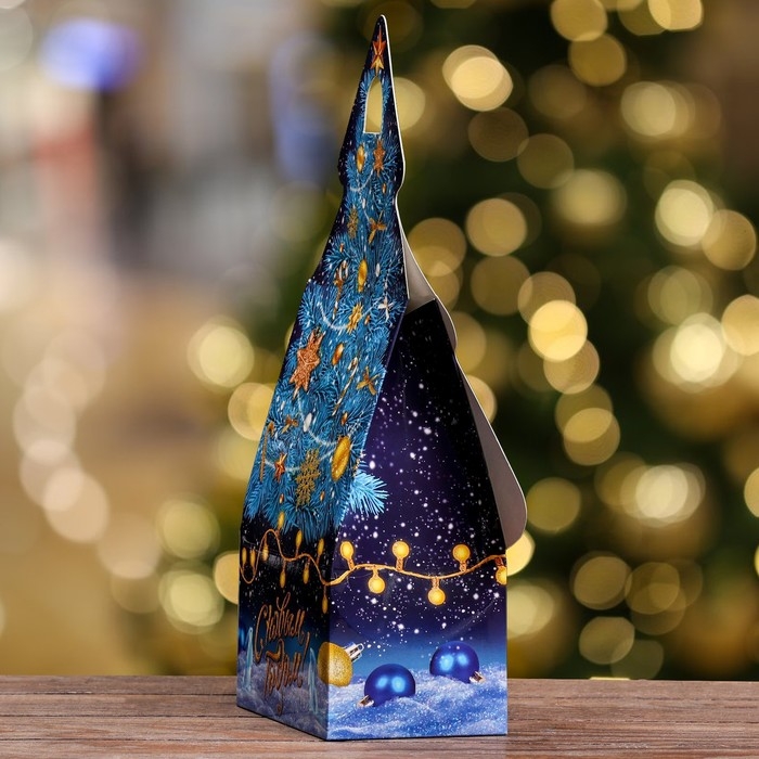 Подарочная коробка Подарочная коробка "Ёлка "Синий иней", 15,7 х 9,5 х 22,5 см