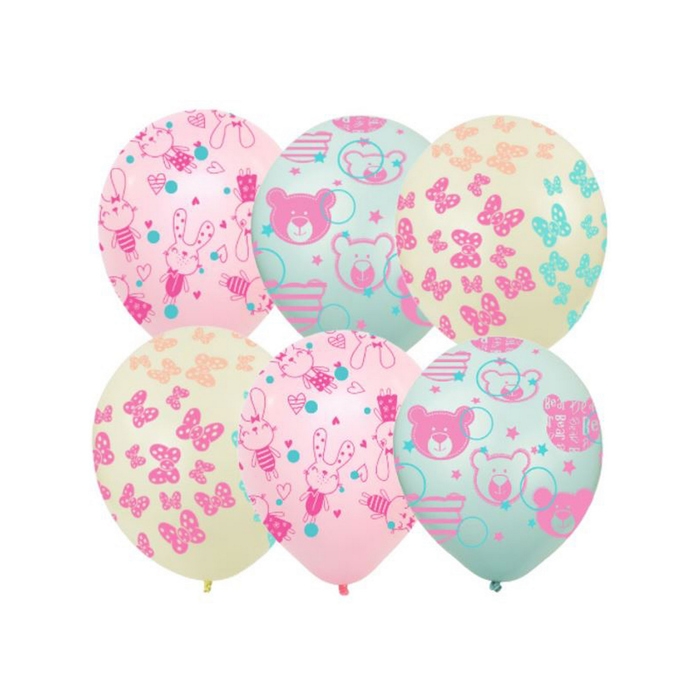 Шар латексный 12 Шар латексный 12" «Зайки и Мишки», набор 25 шт., МИКС