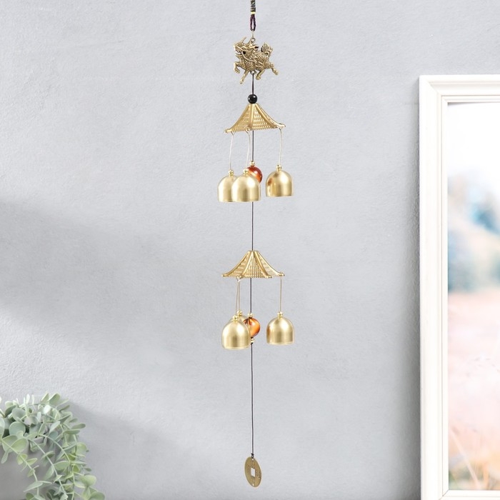 Музыка ветра металл Музыка ветра металл "Дракон" 6 колокольчиков под бронзу 45 см