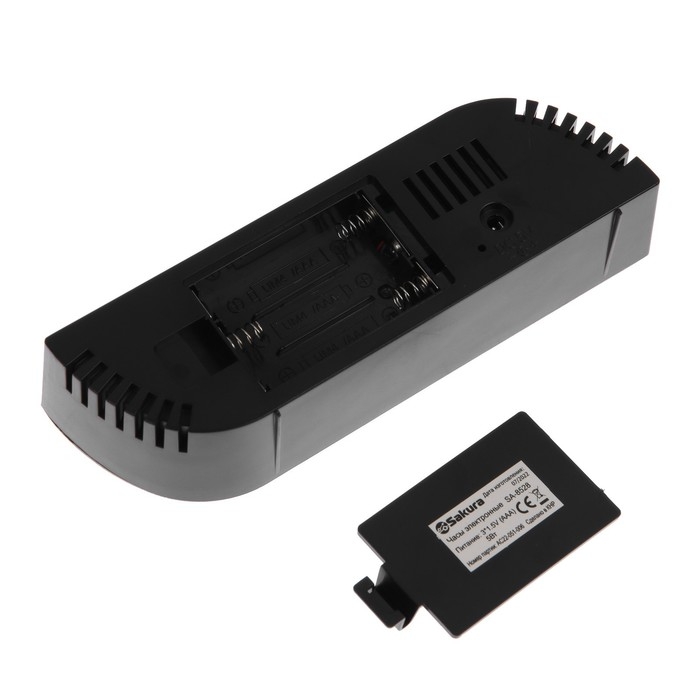 Часы-будильник Sakura SA-8528, электронные, будильник, 3хААА, чёрные Часы-будильник Sakura SA-8528, электронные, будильник, 3хААА, чёрные