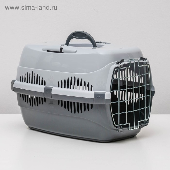 Переноска для животных до 9 кг  Переноска для животных до 9 кг "Пижон", металлическая дверь, 43 х 29 х 27,5 см, серая