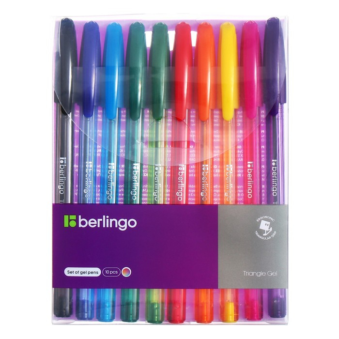 Набор гелевых ручек 10 цветов, Berlingo Набор гелевых ручек 10 цветов, Berlingo "Triangle Gel" 0.5мм, микс