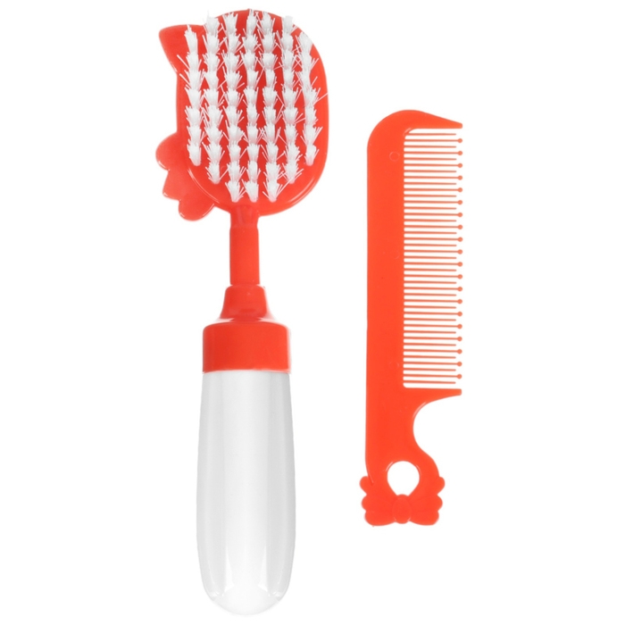 Набор расчёсок с погремушкой «Мяу», 2 предмета: расчёска с зубчиками + щётка, МИКС