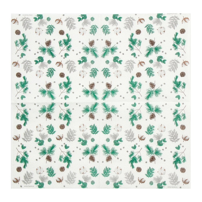 Новогодние салфетки Новогодние салфетки "Веточки", двухслойные, 33х33 см, 20 шт.