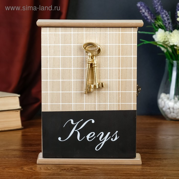 Ключница дерево 5 крючков Ключница дерево 5 крючков "Ключи и клетка" 26х19х6 см