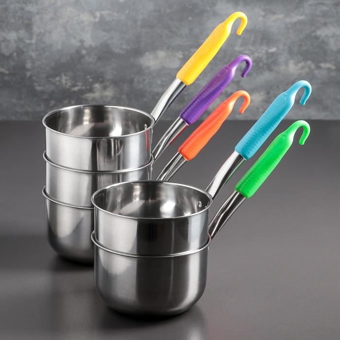 Ковш из нержавеющей стали, 1 л, пластиковая ручка, цвет ручки МИКС Ковш из нержавеющей стали, 1 л, пластиковая ручка, цвет ручки МИКС