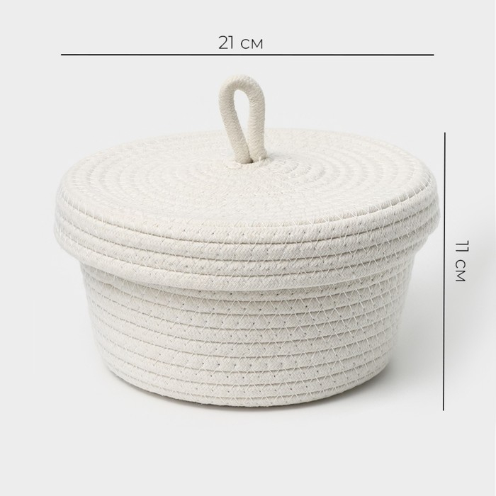 Корзина для хранения плетёная ручной работы LaDо́m «Бэлл», 21×21×11 см, цвет бежевый Корзина для хранения плетёная ручной работы LaDо́m «Бэлл», 21×21×11 см, цвет бежевый