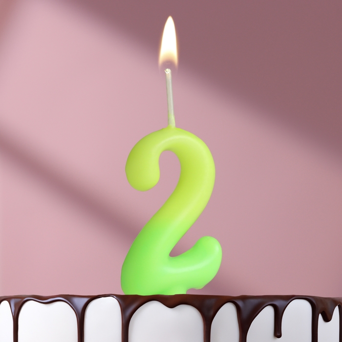 Свеча для торта цифра Свеча для торта цифра "Люминесцентная", 5,5 см, цифра "2"