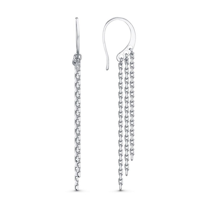 Серьги Серьги "Цепь" три ряда, посеребрение с оксидированием