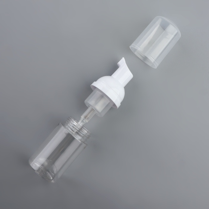 Бутылочка для хранения, с пенообразующим дозатором, 30 мл, цвет прозрачный/белый Бутылочка для хранения, с пенообразующим дозатором, 30 мл, цвет прозрачный/белый