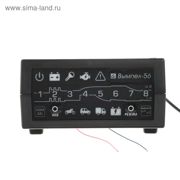 Зарядно-предпусковое устройство  Зарядно-предпусковое устройство "Вымпел-56" с диагностикой АКБ, стартера, генератора, 20 А, 12 В, для гелевых, кислотных и AGM АКБ