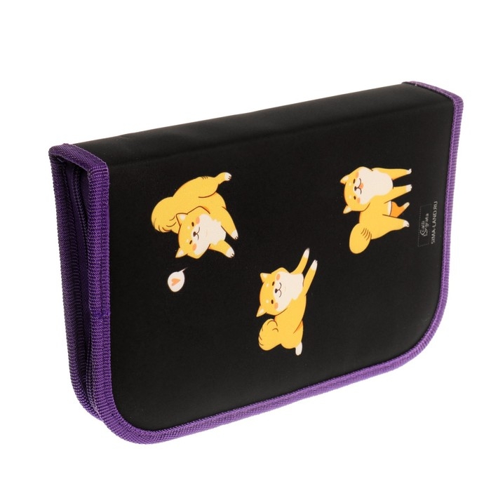 Пенал 1 секция 140 х 210 х 40 мм, откидной карман и косметичка, тканевый, Calligrata TOP Content Пенал 1 секция 140 х 210 х 40 мм, откидной карман и косметичка, тканевый, Calligrata TOP Content "Корги"