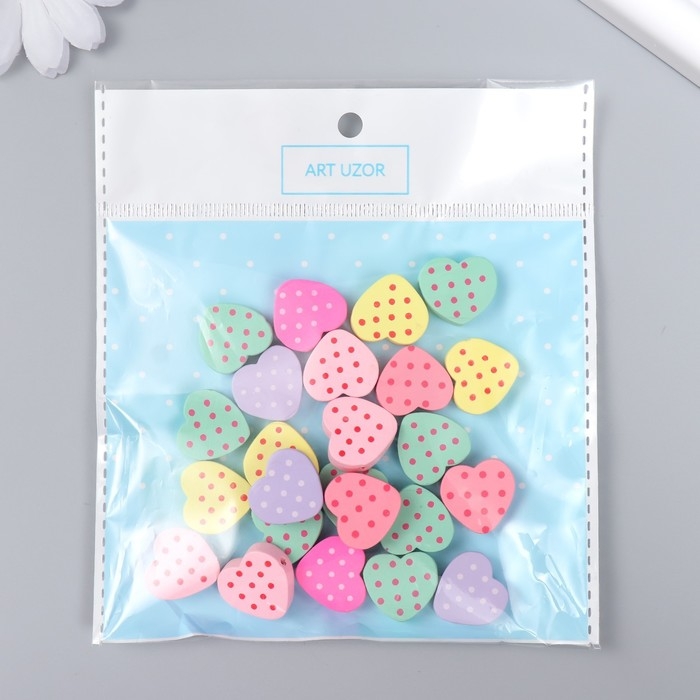 Бусины для творчества дерево Бусины для творчества дерево "Сердечки в горох" набор 20 гр 1,8х1,8 см