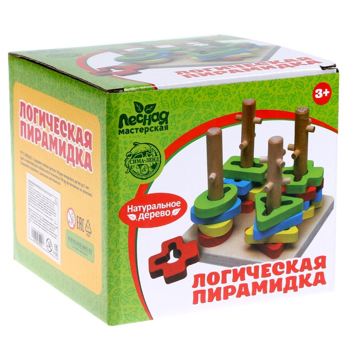 Пирамидка логическая 4 столбика, 16 деталей Пирамидка логическая 4 столбика, 16 деталей