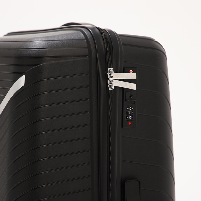 Чемодан большой 100 л (L), отдел на молнии, кодовый замок, 4 колеса, цвет чёрный Чемодан большой 100 л (L), отдел на молнии, кодовый замок, 4 колеса, цвет чёрный