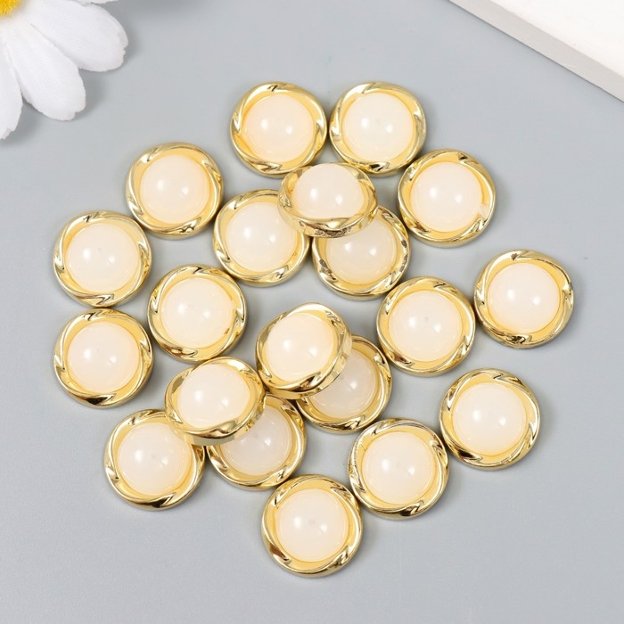Декор для творчества пластик Декор для творчества пластик "Полужемчужина с золотым витым ободком" набор 20 шт 1,7х1,7 см 943112