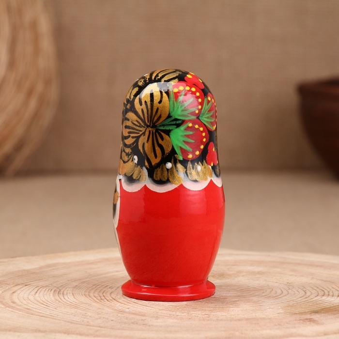 Матрёшка  Матрёшка "Хохлома", фон чёрный, 5-кукольная, 14 см