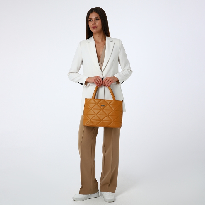 Сумка-тоут Сумка-тоут "Оливи" на молнии, цвет горчичный