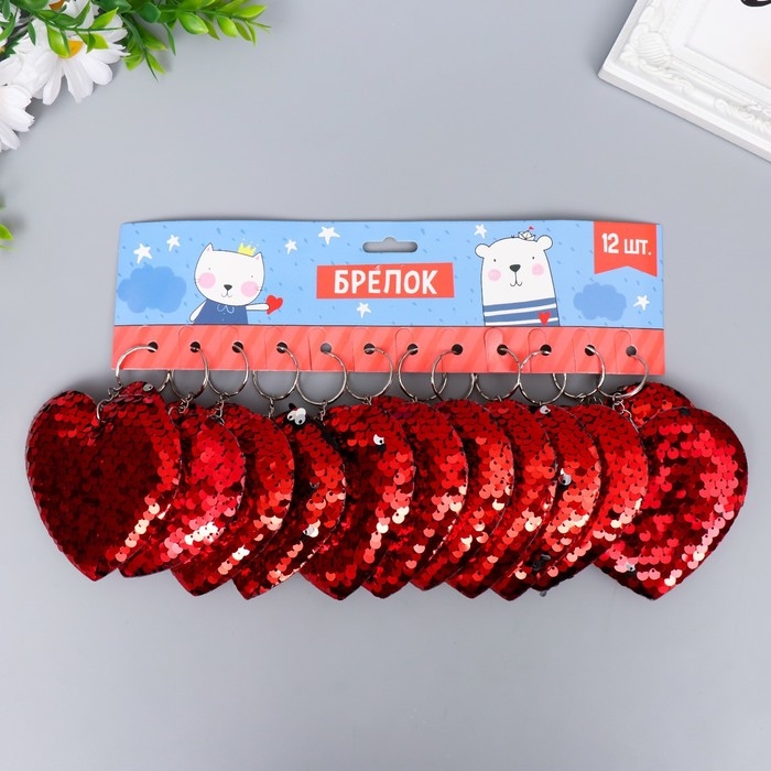 Брелок текстиль пайетки Брелок текстиль пайетки "Сердечко" МИКС 9х8 см