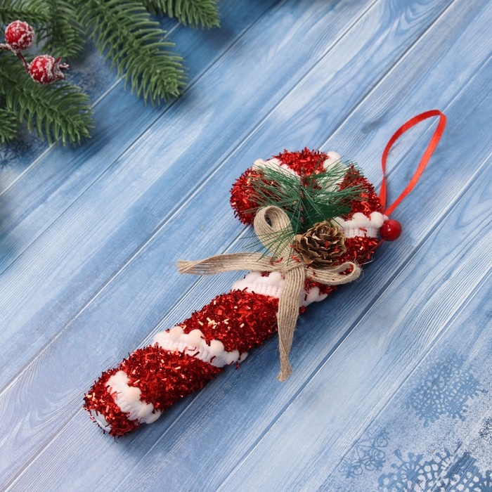 Украшение ёлочное Украшение ёлочное "Новогодний леденец" 18х7,5 см, красно-белый