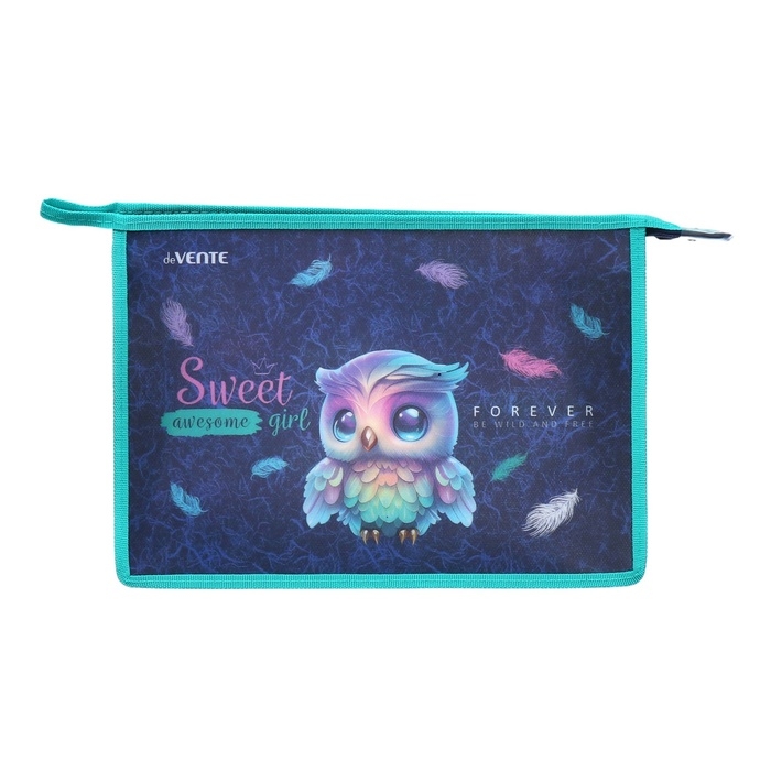 Папка для тетрадей А4, 330 х 230 х 100 мм (ЭКСТРА-ВМЕСТИМОСТЬ), молния сверху, пластик, de VENTE Happy Owl Папка для тетрадей А4, 330 х 230 х 100 мм (ЭКСТРА-ВМЕСТИМОСТЬ), молния сверху, пластик, de VENTE Happy Owl