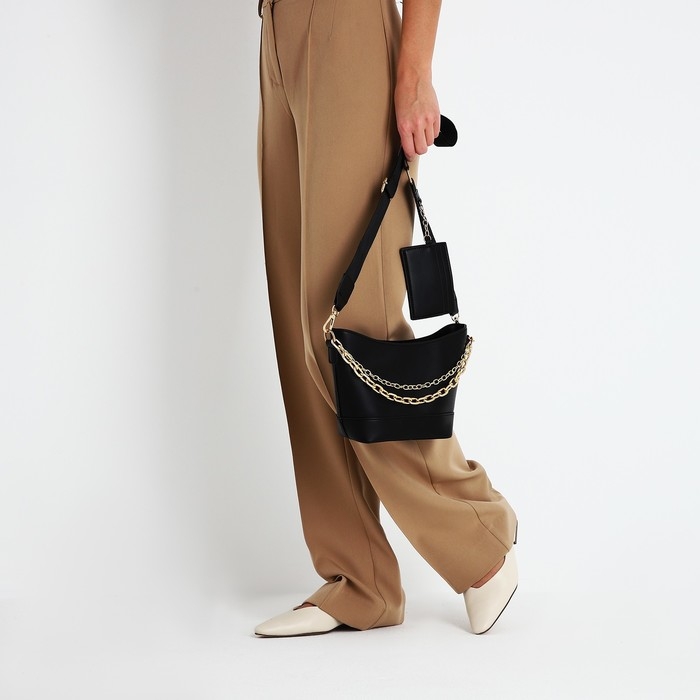 Сумка-мешок на молнии, цвет чёрный Сумка-мешок на молнии, цвет чёрный