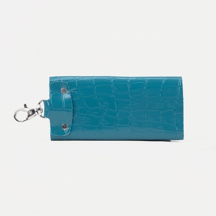 Ключница на кнопке, длина 11 см, 7 карабинов, цвет бирюзовый Ключница на кнопке, длина 11 см, 7 карабинов, цвет бирюзовый