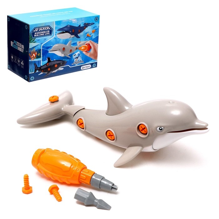 Конструктор винтовой «Дельфин», с отвёрткой, 15 элементов Конструктор винтовой «Дельфин», с отвёрткой, 15 элементов