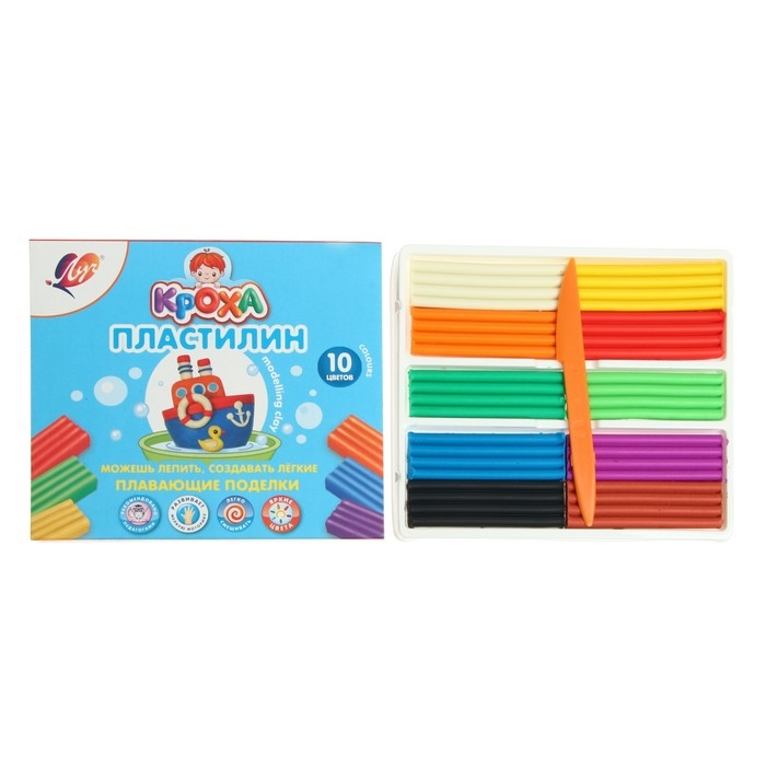 Пластилин плавающий 10 цветов  Пластилин плавающий 10 цветов "Кроха"