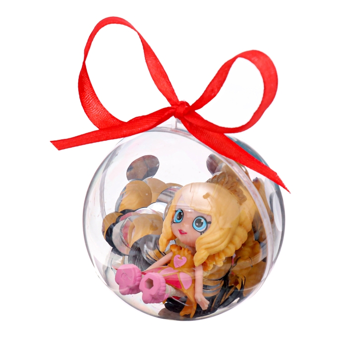 Новогодний шар «Игрушка-сюрприз», на ленте, с куклой Новогодний шар «Игрушка-сюрприз», на ленте, с куклой