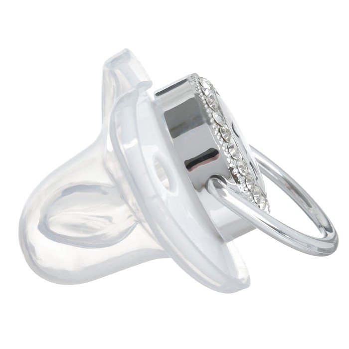 Соска - пустышка силиконовая ортодонтическая «Я люблю маму», от 6 мес., с колпачком + держатель - цепочка, цвет серебренный, стразы Соска - пустышка силиконовая ортодонтическая «Я люблю маму», от 6 мес., с колпачком + держатель - цепочка, цвет серебренный, стразы