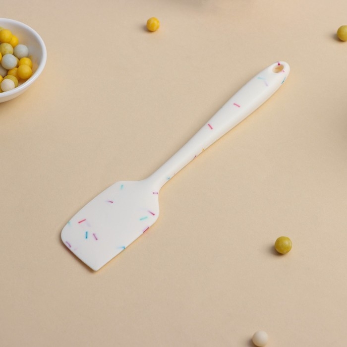 Лопатка Доляна «Конфетти», силикон, 20,5 см, цвет белый Лопатка Доляна «Конфетти», силикон, 20,5 см, цвет белый