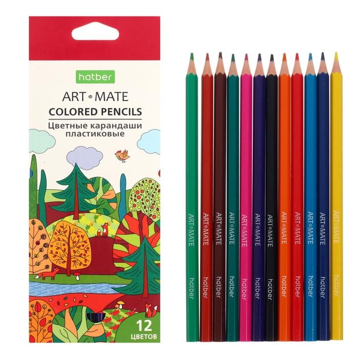Карандаши цветные, 12 цветов, Mate, пластиковые, с европодвесом Карандаши цветные, 12 цветов, Mate, пластиковые, с европодвесом