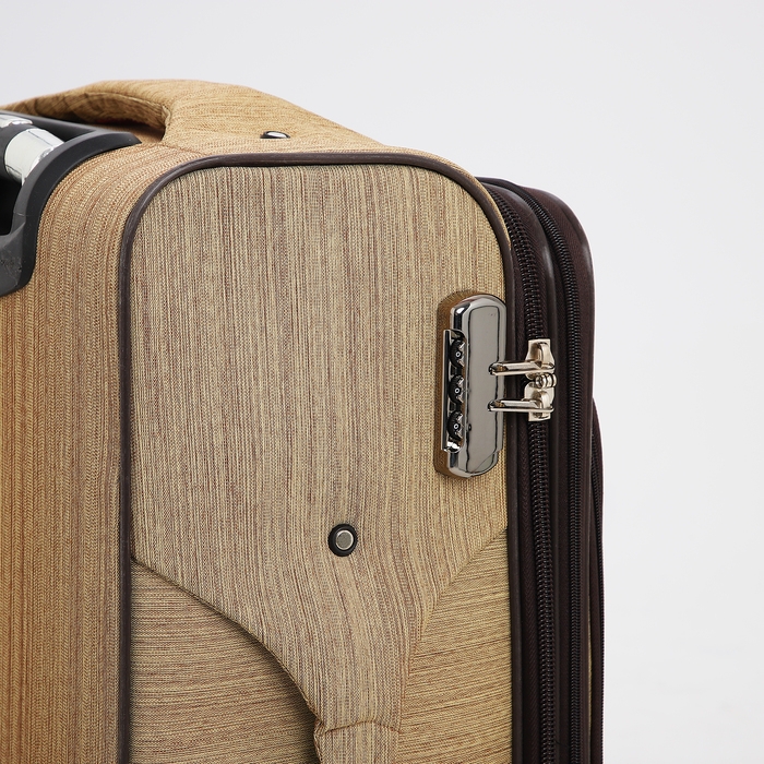 Чемодан средний 52 л (M), отдел на молнии, с расширением, кодовый замок, цвет бежевый Чемодан средний 52 л (M), отдел на молнии, с расширением, кодовый замок, цвет бежевый