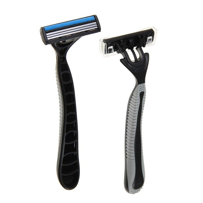 Бритвенные станки одноразовые LuazON, 3 лезвия, увлажняющая полоска, серый, 2 шт. Бритвенные станки одноразовые LuazON, 3 лезвия, увлажняющая полоска, серый, 2 шт.