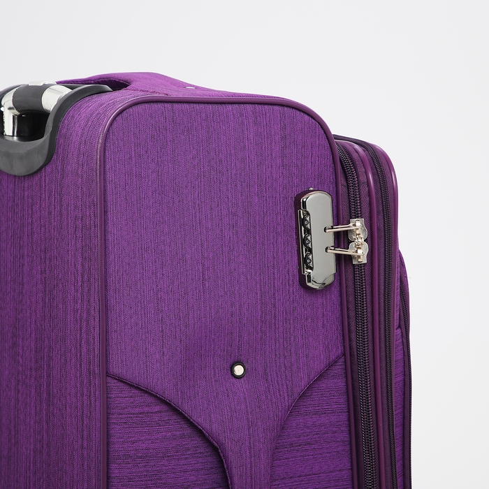 Чемодан большой 95 л (L), отдел на молнии, с расширением, кодовый замок, 4 колеса, наружный карман, цвет фиолетовый Чемодан большой 95 л (L), отдел на молнии, с расширением, кодовый замок, 4 колеса, наружный карман, цвет фиолетовый
