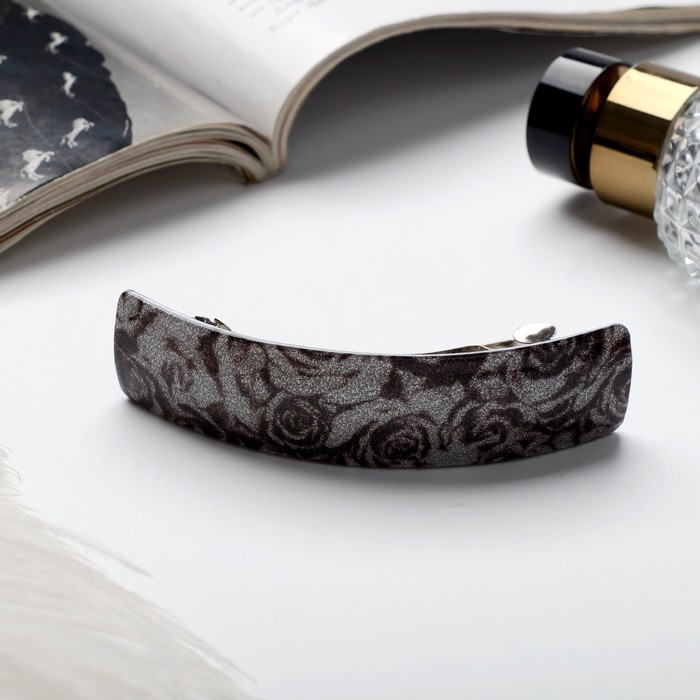 Заколка-автомат для волос Заколка-автомат для волос "Серебряная ночь" 8 см, чёрно-серебристый