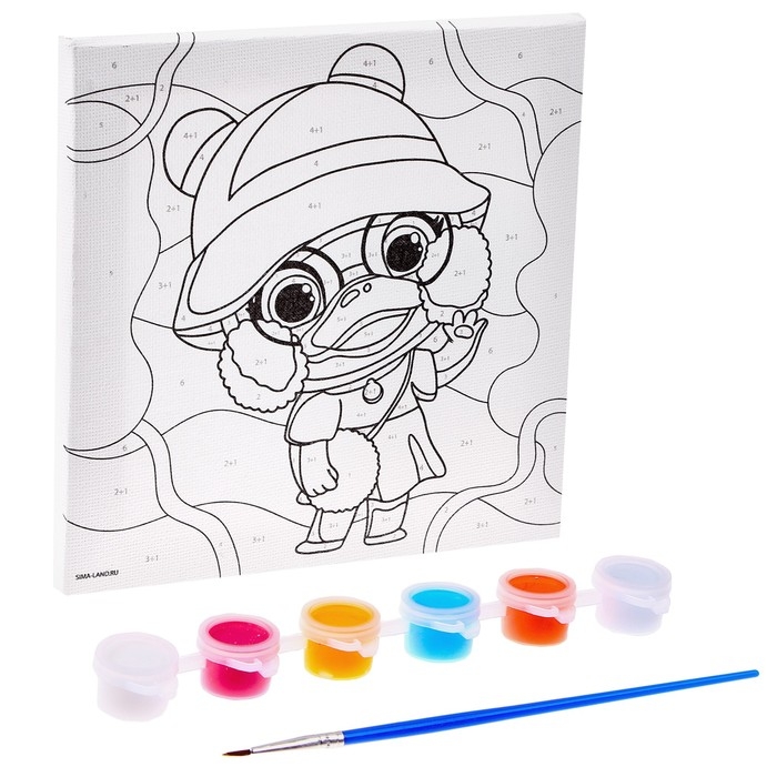 Картина по номерам для детей «Стильная уточка», 15 х 15 см