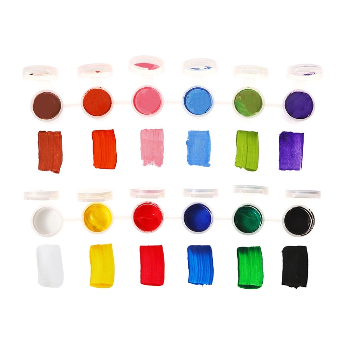 Краска акриловая, набор 24 цвета х 3 мл, Calligrata, морозостойкие, в пакете Краска акриловая, набор 24 цвета х 3 мл, Calligrata, морозостойкие, в пакете