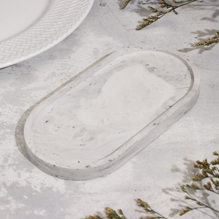 Подсвечник овальный из гипса,17,5х9х1,5см, мрамор с фиолетовыми полосками Подсвечник овальный из гипса,17,5х9х1,5см, мрамор с фиолетовыми полосками