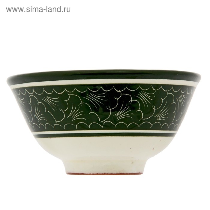 Пиала чайная Риштанская керамика Пиала чайная Риштанская керамика "Узоры" большая, зелёная, 11 см