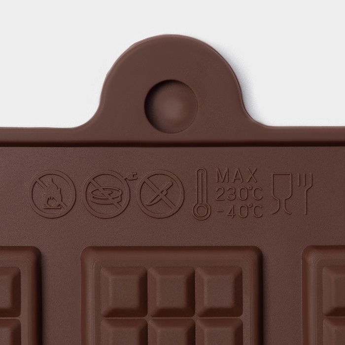 Форма для шоколада Доляна «Плитка», силикон, 21×11 см, 12 ячеек (2,7×3,9 см), цвет коричневый Форма для шоколада Доляна «Плитка», силикон, 21×11 см, 12 ячеек (2,7×3,9 см), цвет коричневый